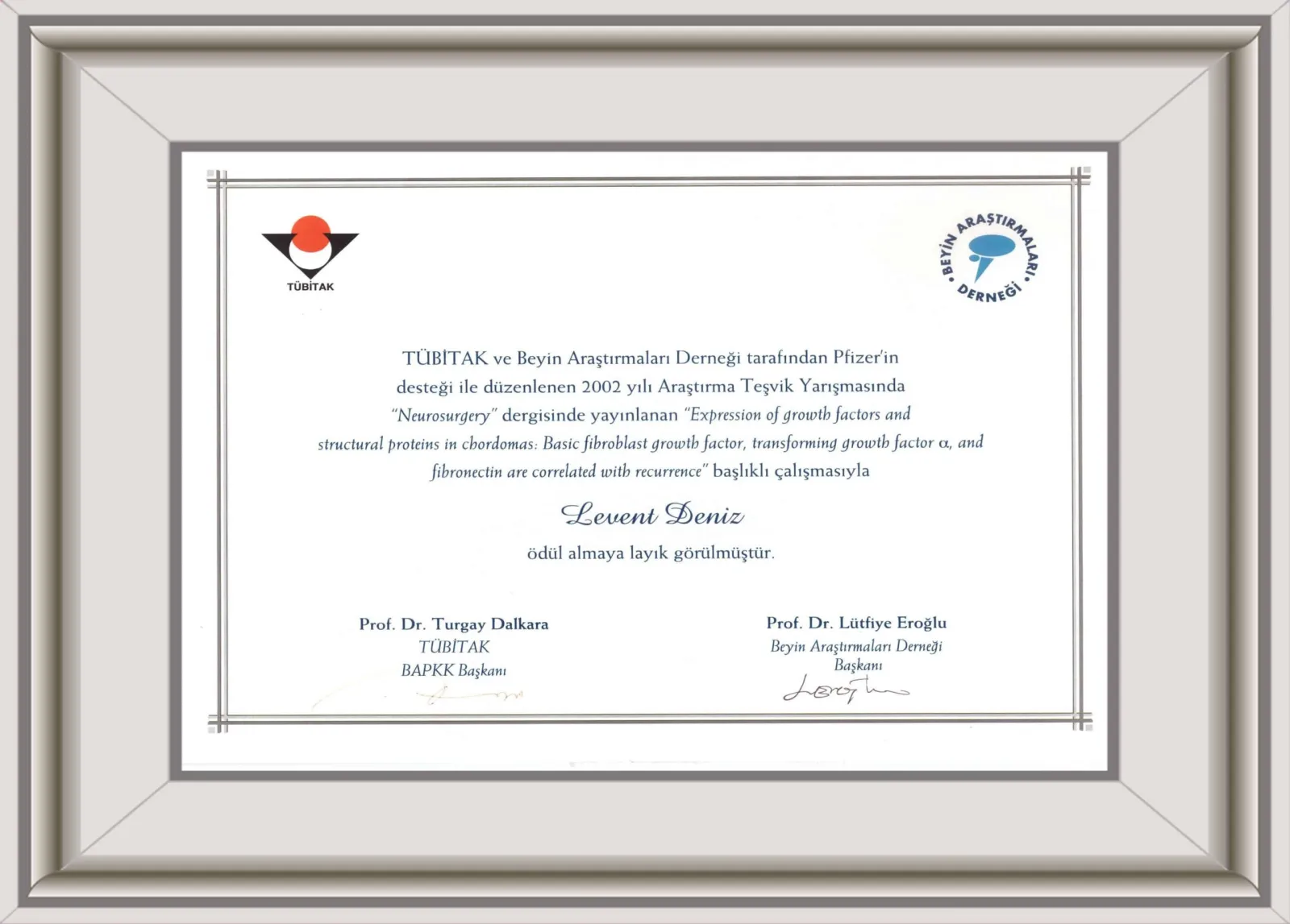 TÜBİTAK — Op. Dr. M. Levent Deniz